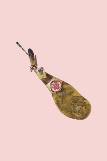 Serrano Schinken “Jamon Iberico de Bellota” Beher Etikette Rot Paleta (Vorderschinken)