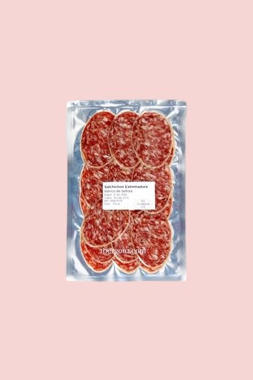 Salchichón Bellota Extremadura (Salamiwurst) aufgeschnitten