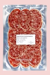 Salchichón Bellota Extremadura (Salamiwurst) aufgeschnitten