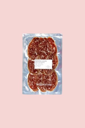 Salchichón Joselito (Salamiwurst) aufgeschnitten